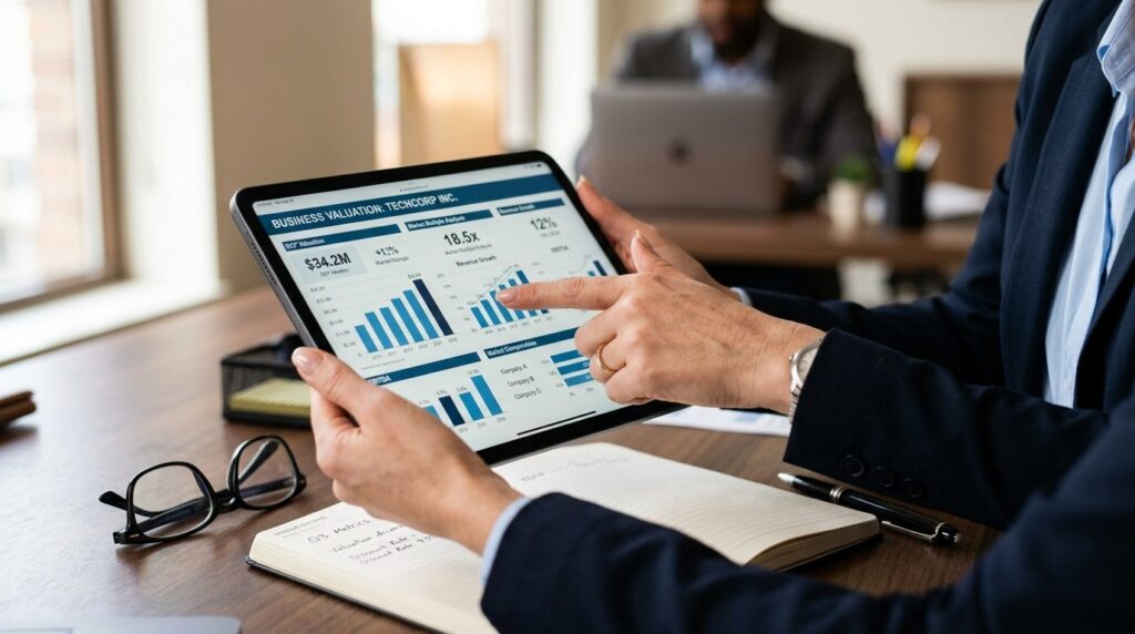Close-up photograph of a financial advisors hands pointing